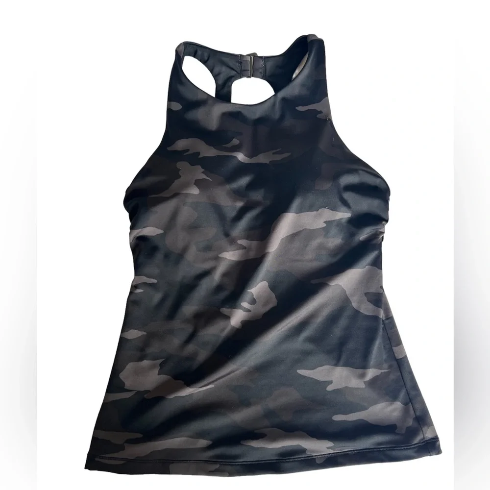 Athleta Black Freestyle Camo Tankini Top Army Print